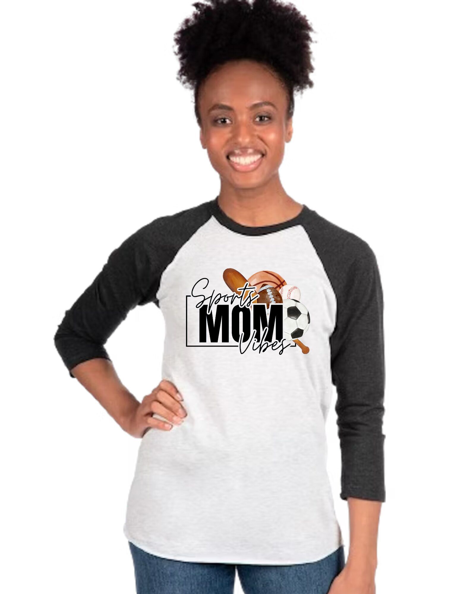 Sports Mom Vibes Triblend 3/4 Sleeve Raglan Tee
